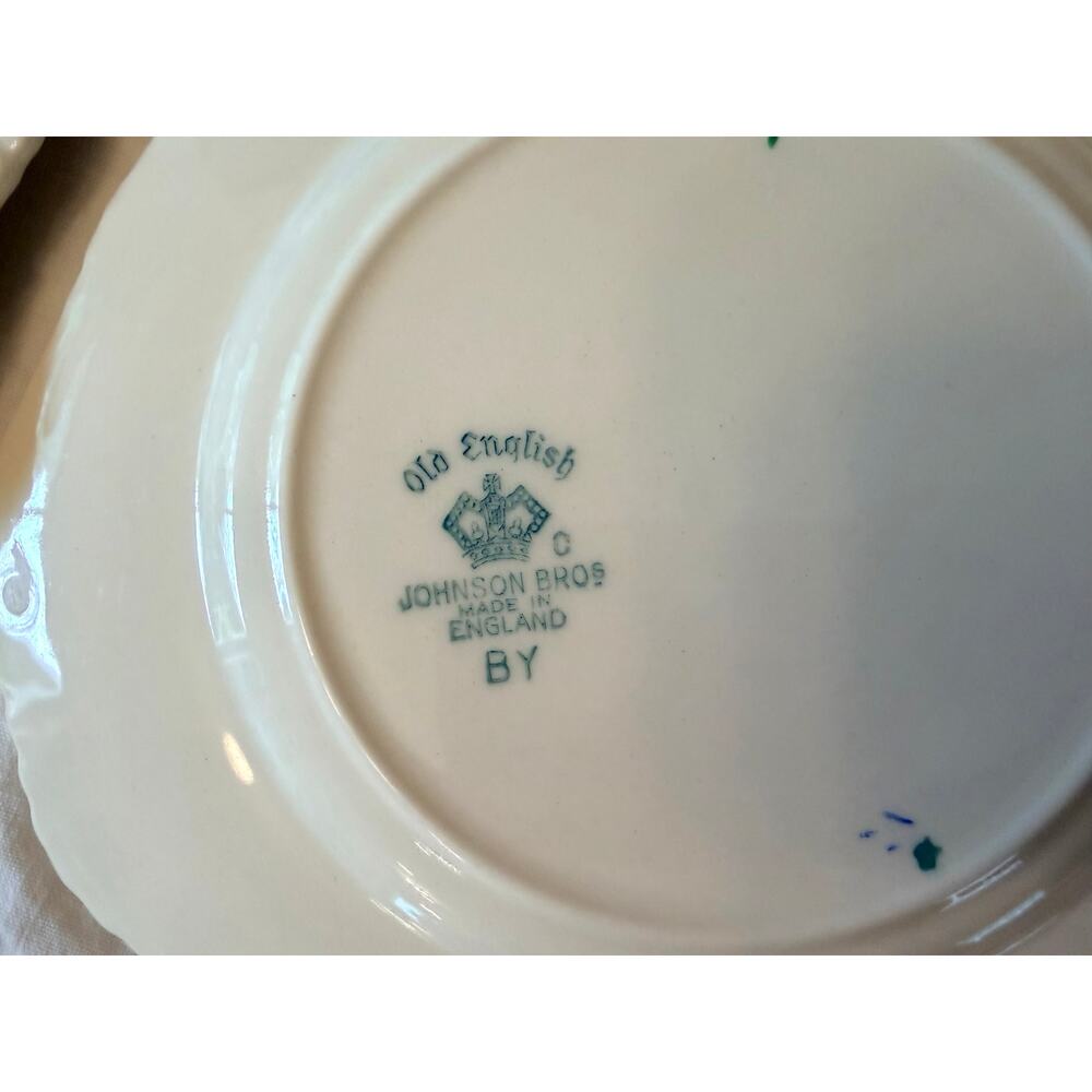 Johnson Bros Old English 6 Pastel Fruit Dessert Plates Green Pink Blue England - Picture 7 of 9